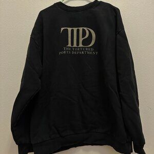 Taylor Swift The Tortured Poets Department Black Crewneck Size XL